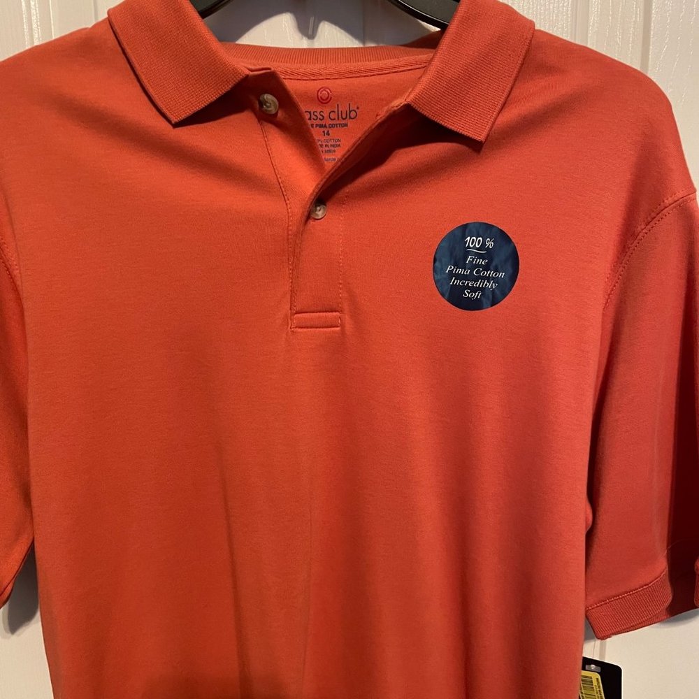 NWT - Boys Class Club orange polo shirt.  Size 14.